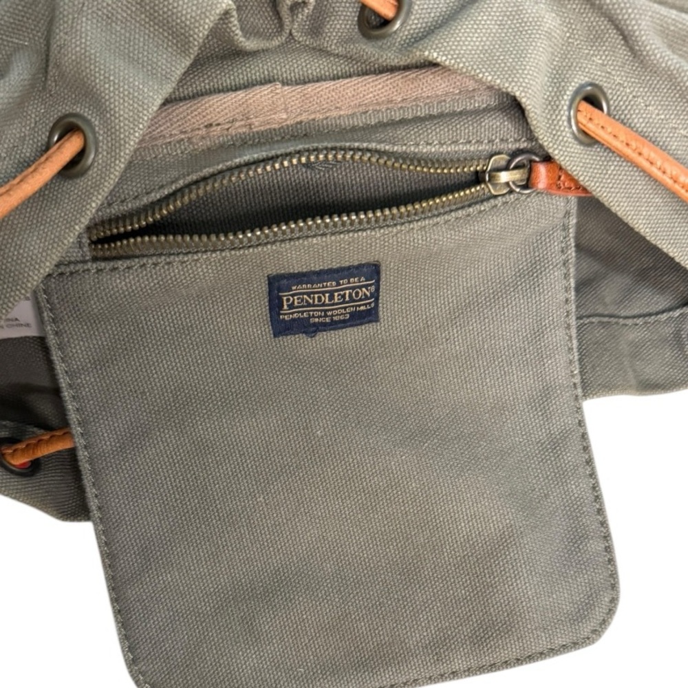 Pendleton Wool Canvas Leather Backpack Aztec Prin… - image 7